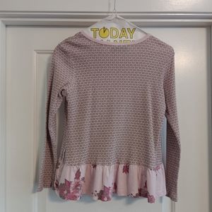 Naartjie Girls waffle knit long sleeve top w/ruffle Size 10 years